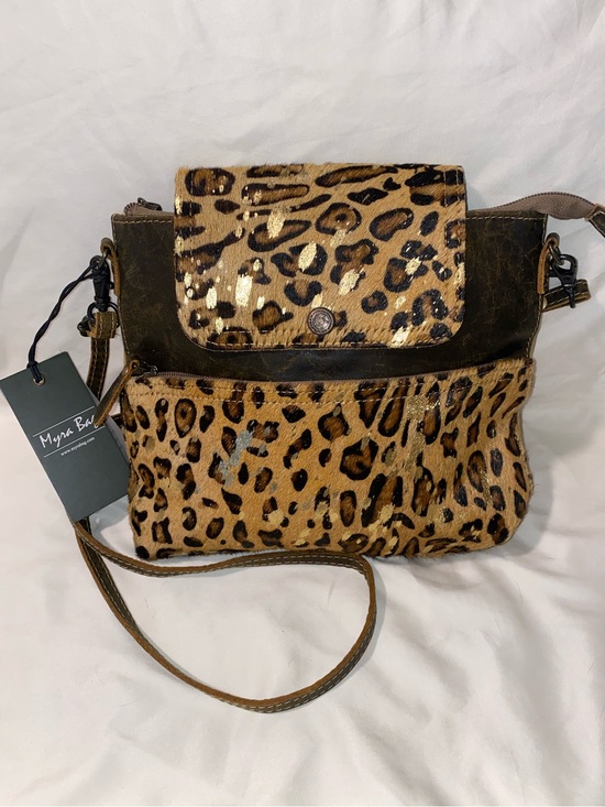 Myra Bag Handbags - Myra Bag Tamer Canvas and Hairon Leopard Print Crossbody in Brown and Black